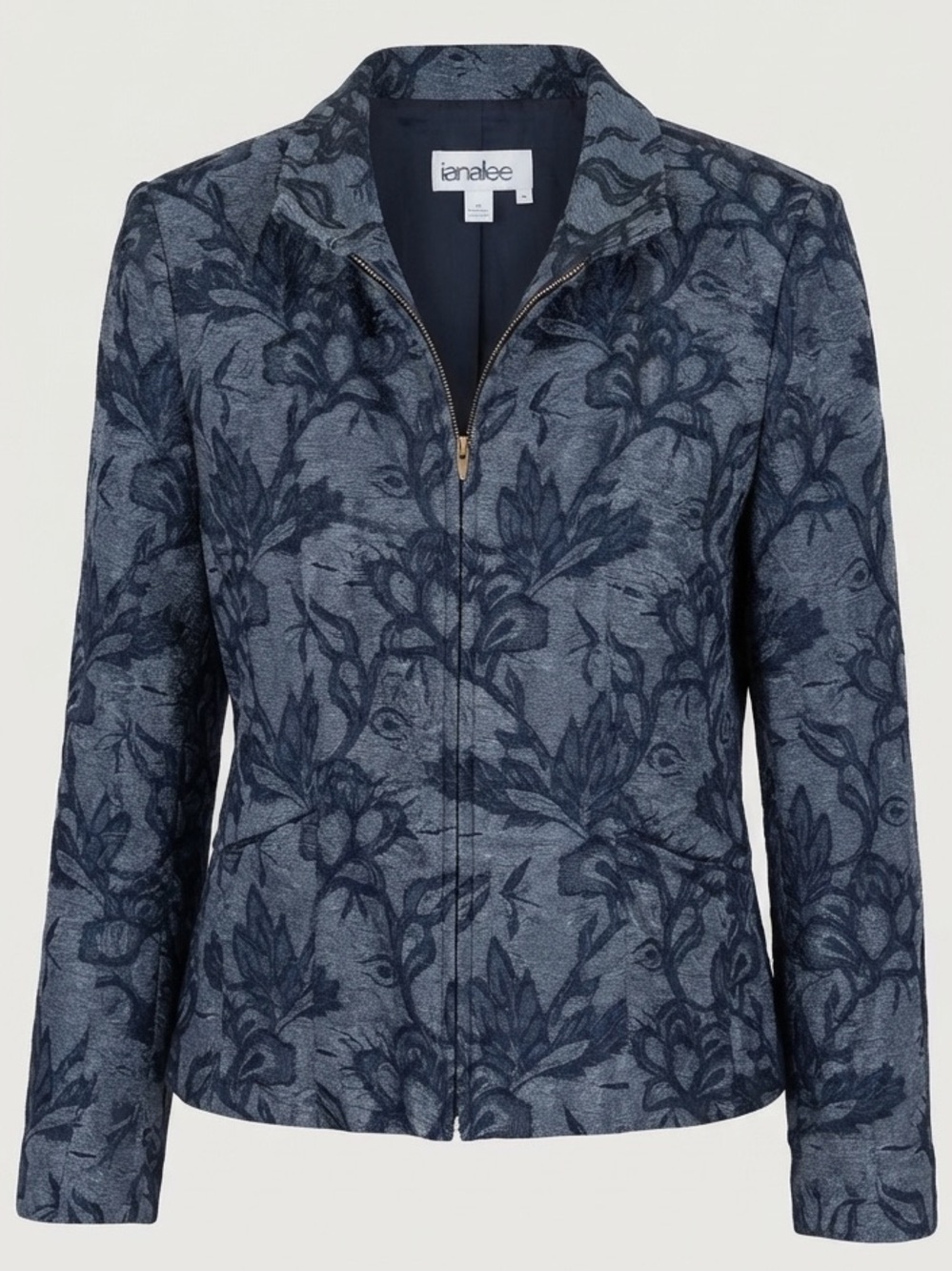 Vintage Brocade 90’s Navy Floral Tapestry Zip Jkt Medium  Coat / Large US 8-10